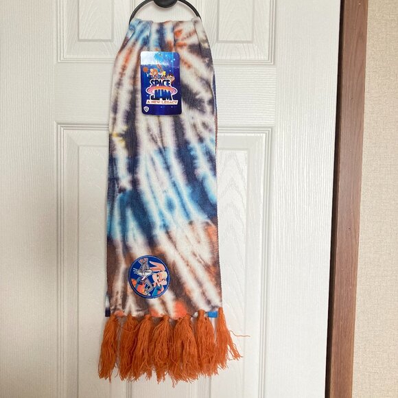 Warner Bros Space Jam a New Legacy Tie Dye Scarf with Orange Fringe - Picture 1 of 4